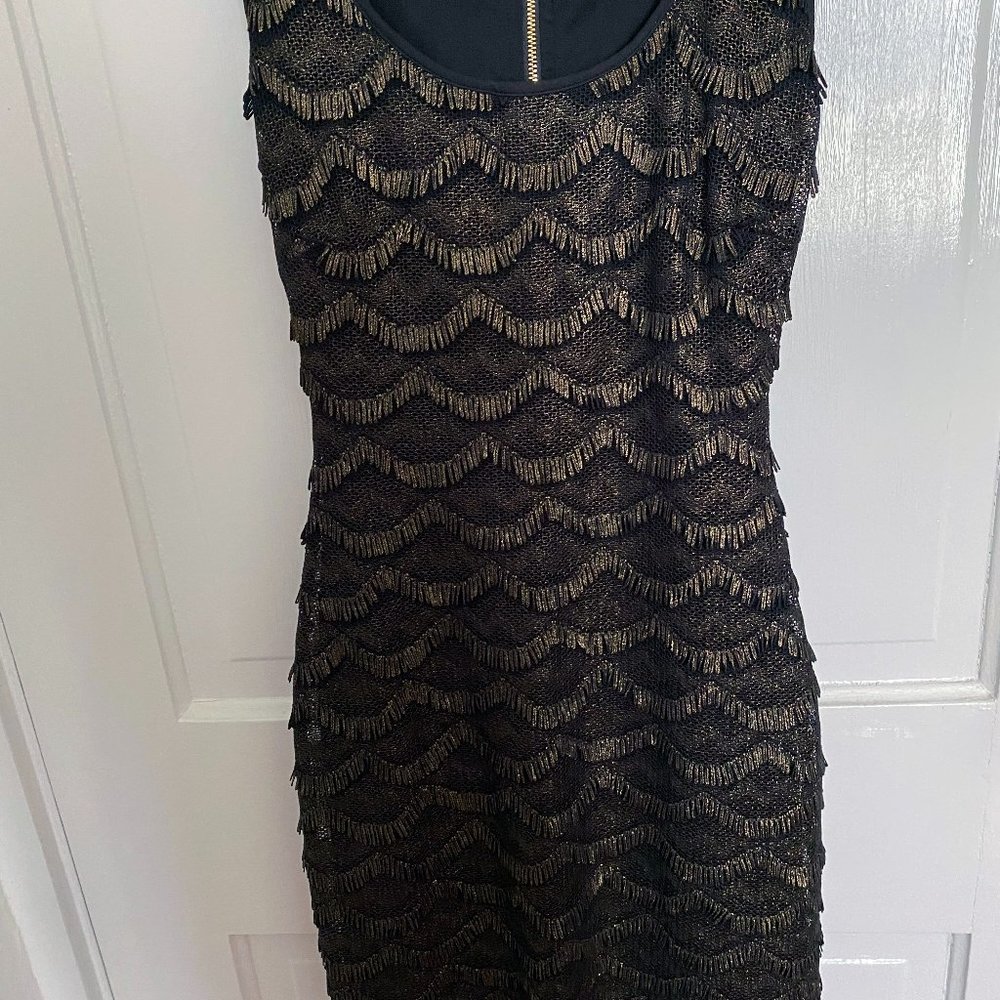 GUESS Metallic Fringe Cocktail Dress